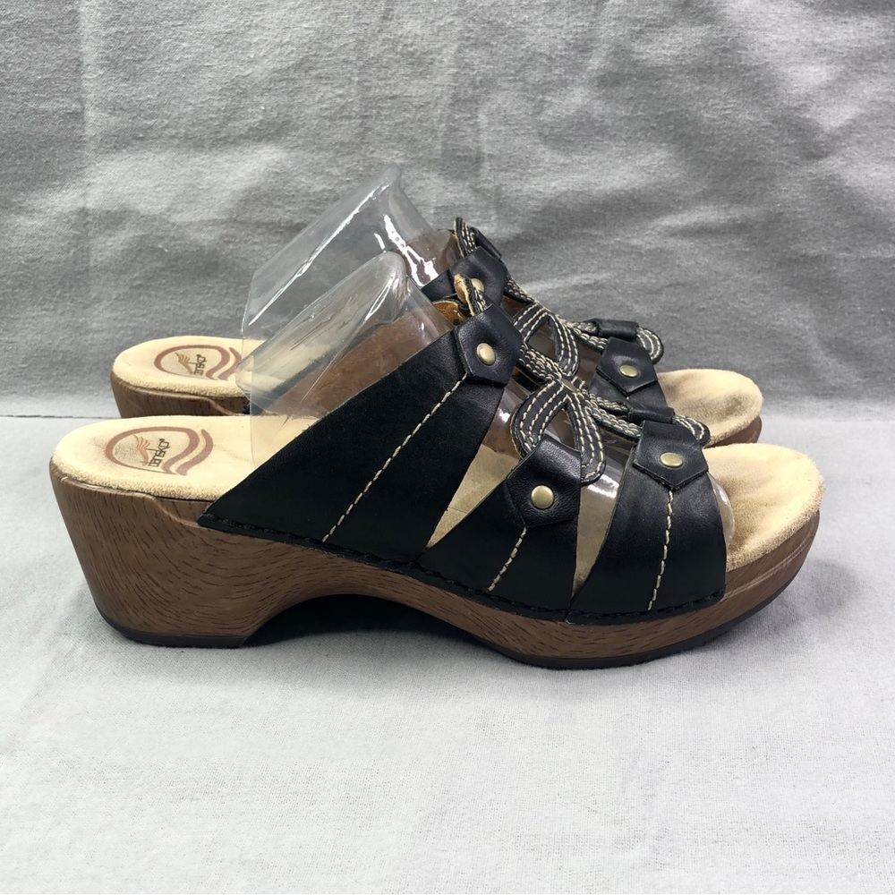 Dansko Women’s Serena Black Leather Slide Sandals